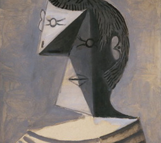 picasso, busto di uomo in maglia a righe